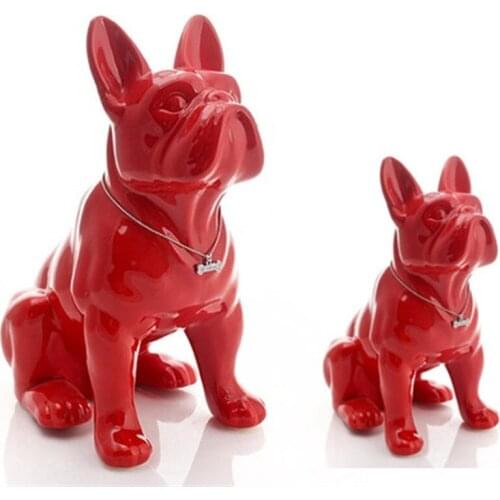 Ceramic French Bulldog Dog Statue Home Decoration Accessories Craft Objects Ornament Porcelain Animal Figurine Living Room R4197