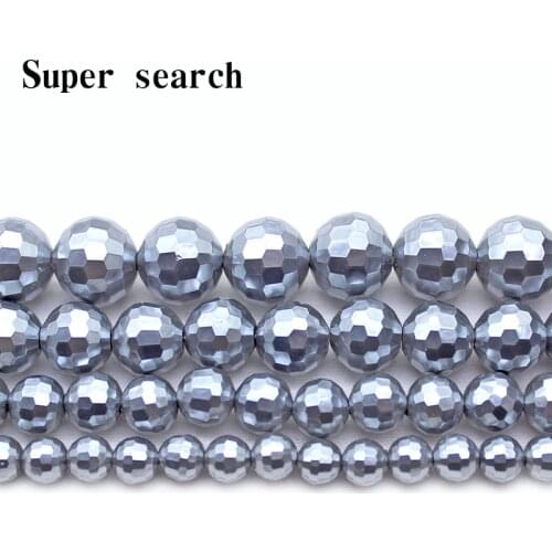 AA+ Natural gray Shell Pearl Round Loose Spacer Beads Faceted For DIY Making Bracelet Necklace Jewelry Strand 15'' wholesale