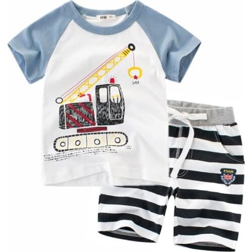 2020 Summer Boys Clothes Sports Casual Childrens Clothing Cotton Short Sleeve T-shirts and Shorts for Kids 2pcs Baby Summer Set