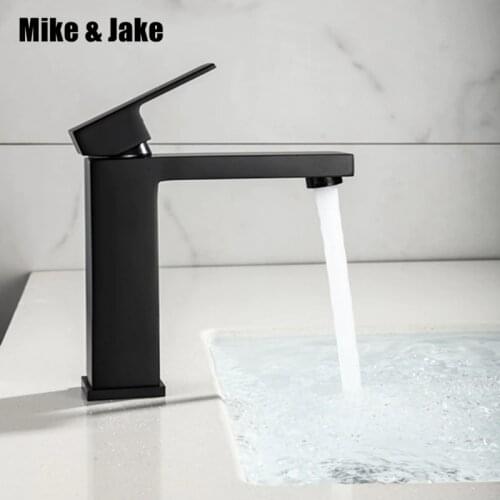 Matte Black square basin Faucet Bathroom water Faucet Vanity Vessel Sinks Mixer Tap Cold And Hot black tall Tap MJ7897