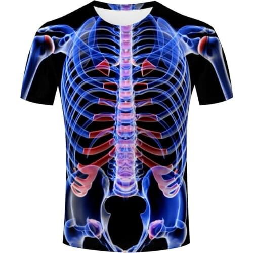 Skull T shirt Men Skeleton T-shirt Punk Rock Tshirt 3d Print Personality T-shirt Vintage Gothic Mens Clothing Summer tops