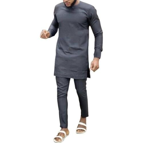 Senator style Man Shirts With Pants Fashion Solid Black Tops+Trousers Custom Made Mens Outfits African Pant Set For Party