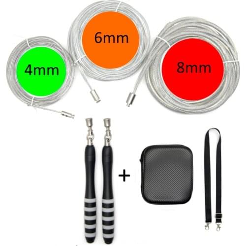 HEAVY 520g 390g 315g jump rope set 4mm 6mm 8mm weighted steel cord quick connect switch with case