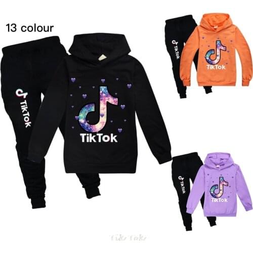 Baby Girl New Spring Autumn Children Girls Tik Tok Suit Fashion Hoodies Sweater 100% Cotton Baby Two Sets of Childrens Sets