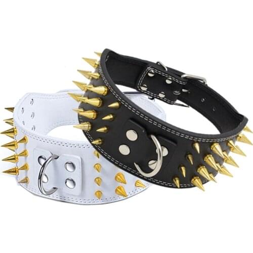 New Pu Leather Spike Studded Dog Collar Rivet Wolfs Anti Bite Spike for Big Dog Pit bull Dog Accessories Pet Supplies