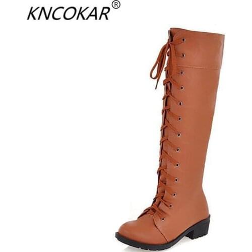 Autumn and winter cosplay shoes lacing high-leg boots cross straps martin boots platform thick heel boots plus size boots