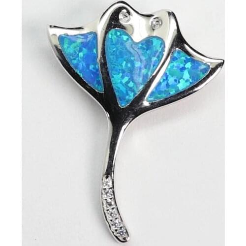 High Quality 100% 925 Sterling Silver Blue Fire Opal Stingray Pendant Necklace For Gift