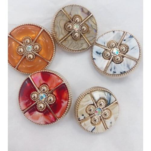 6pcs 21.5-25mm Decor Sewing Metal Pearl Gold Rhinestone Black Jeans Buttons for Clothing Craft Cheap High Quality Needlework