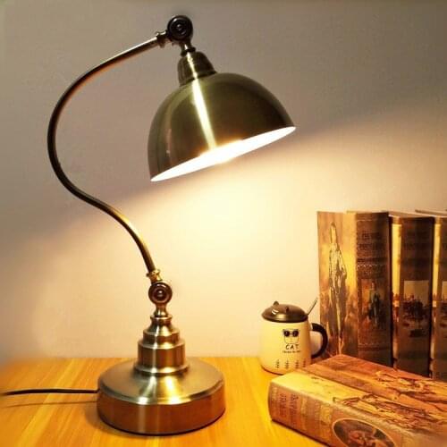 Adjustable Gold Desk Lamp Vintage Table Lamp Study Living Room Hotel Bedroom Light Bedside Lighting Lamps