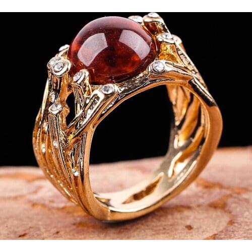 Luxury Red Round Stone Couple Crystal Rings for Women Exquisite Wedding Party Jewelry Rhinestone CZ Wedding Rings Men Gift