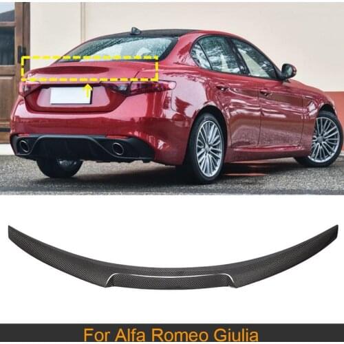 Carbon Fiber Car Rear Trunk Boot Lip Wing Spoiler For Alfa Romeo Giulia 2017 - 2020 Rear Tail Trunk Lip Wing Spoiler Sticker