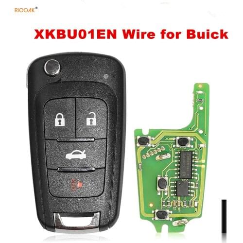 RIOOAK Xhorse XKBU01EN Wire Universal Remote Key for Buick Flip 4 Buttons English working with Xhorse VVDI Key tool