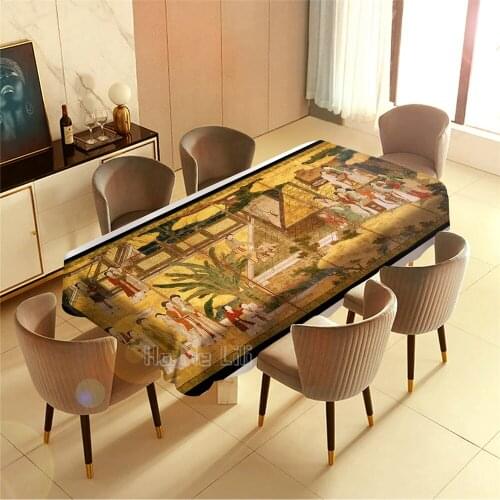Japanese Painted Courtyard Women Children Table Cloth Indoor And Outdoor Art Design