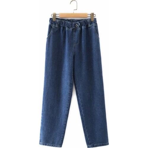 Oversize Womens pants jeans 2021 fashion Loose blue sky blue woman high waist denim trousers harem pants 5XL