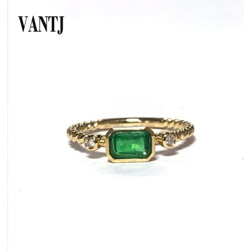 VANTJ Real natural emerald ring sterling 14k gold Columbia emerald for women lady wedding party jewelry gift