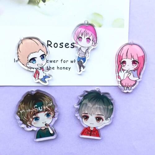 10pcs Fashion resin Acrylic Cartoon boy girl Charms for DIY decoration neckalce Bag key chain Jewelry Making accessories