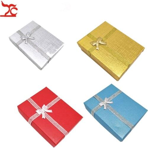Hot Sale Jewelry Box 12Pcs Paper Gift Boxes with Sponge Jewelry Set Ring Earrings Necklace Holder Case with Silk Bow 7*9*3cm