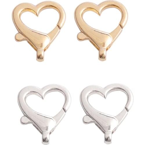 26*21.5mm Silver KC Gold Heart Shape Lobster Clasp Hooks Necklaces Bracelet Chain Connectors For DIY Jewelry Finds Accessories