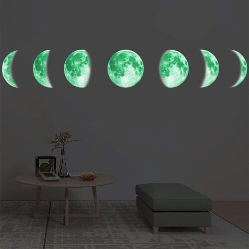 13cm Moon Phase 3D Luminous Wall Sticker Living Room Decor Glow In The Dark Mural Bedroom Art Decals Moon Eclipse Sticker Decor