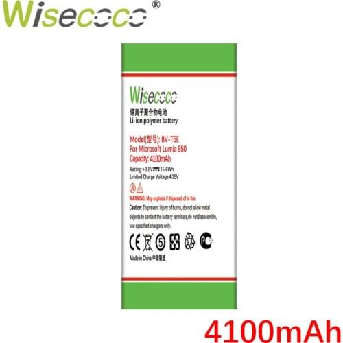 WISECOCO 4100mAh BV-T5E Battery For Microsoft Lumia 950 RM-1106 RM-1104 RM-110 McLa Phone Latest Production+Tracking Number