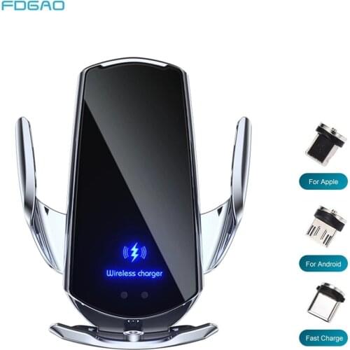 Magnetic 15W Qi Car Wireless Charger for iPhone 12 11 XS XR X 8 Samsung S21 S20 S10 Automatic Infrared Sensor Phone Holder Mount