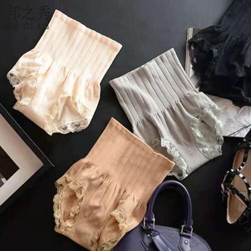 High waist seamless abdomen pants lace bodybuilding safety shorts breathable buttock lift abdomen pants women