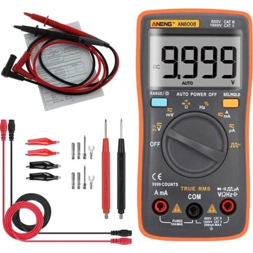 AN8008 True RMS Wave Output Digital Multimeter 9999 Counts Backlight AC DC Current Voltage Res
