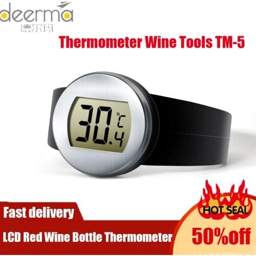 Digital LCD Red Wine Bottle Thermometer Electronic Wine Temperature Meter Watch Auto Bottle Thermometer Wine Tools TM-5