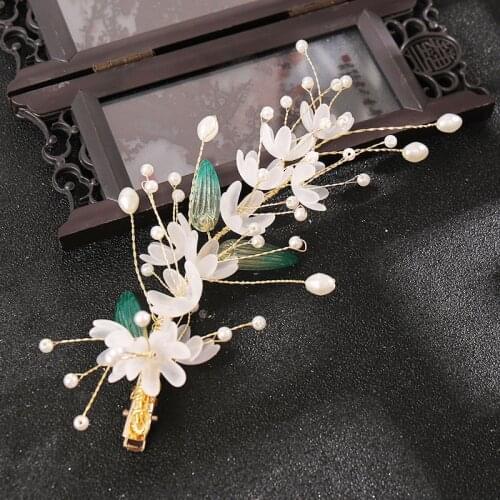 Flower Hairpins Chinese Style Cute Vintage Wedding Headdress Hanfu Clothing Accessories for Girls BN