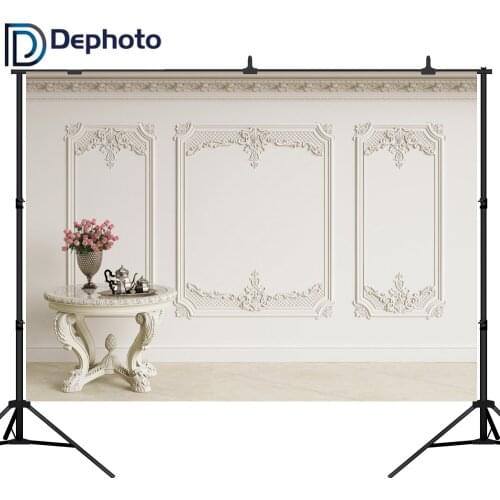 DePhoto Photography Backdrop European Style Wall Indoor Romantic Wedding Table Flower Background Photo Studio Camera Fotografica