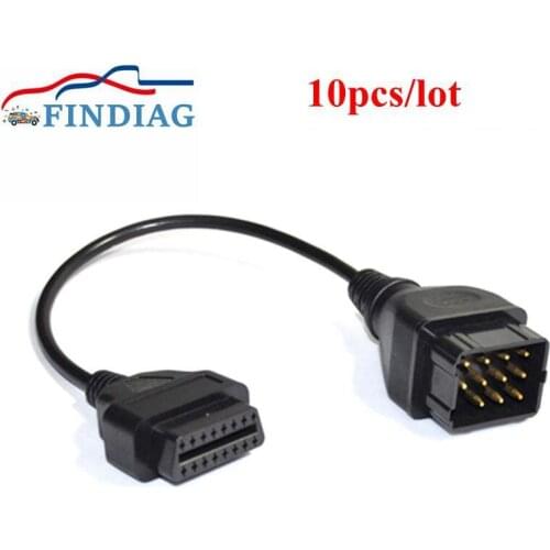 Free Shipping Car Diagnostic Cable Auto Connector OBD2 Fits For Renault With 14pin Socket 10pcs/lot For Renault 14 Pin To 16 Pin