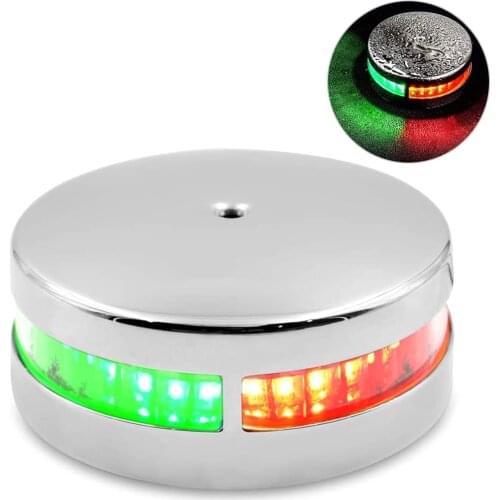 12V Boat Light Bi-Color Bow Light 3.4W 35LM LED Navigation Lights IP66 Waterproof Stainless Steel Red and Green Sailing Lights