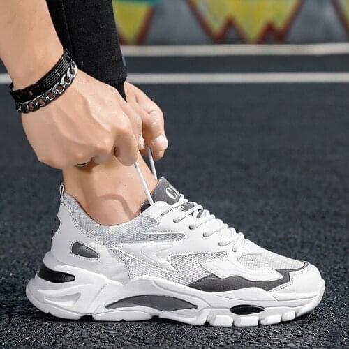 Breathable Non Slip Chunky Sneakers Mens Summer Sports Shoes Male Running Shoes White Brown Sneekers