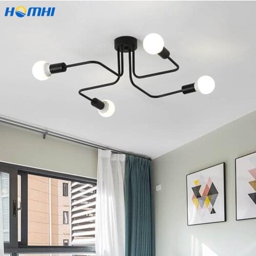 Modern Led Ceiling Lights for Living Room Loft 4 Heads Spider Home Lighting Bedroom Black E27 Iron Creative Kitchen Fixture