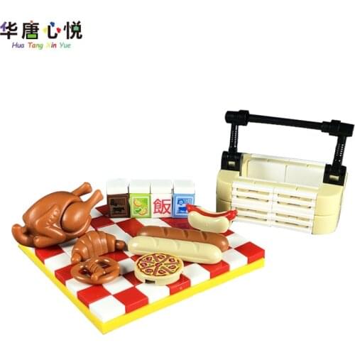 MOC City Picnic Set Model Basket Food Suitable For Children Educational Toys Compatible Building Blocks Birthday Present Cities