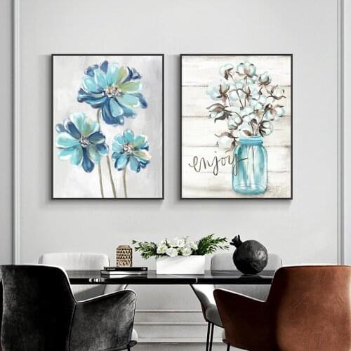 Kapok In Vase Flower Oil Painting On Canvas Print Nordic Poster Wall Art Picture For Living Room Home Decoration Frameless