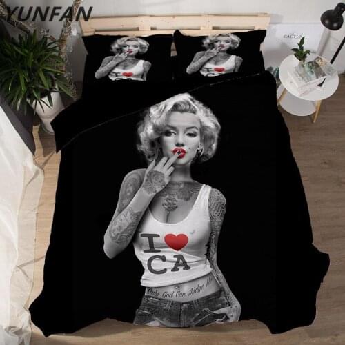 Marilyn Monroe Bedding Set Sing Double Queen King Twin Full Size Woman black Duvet Cover Quilt Cover Bed Cover Pillow Cases 3pcs