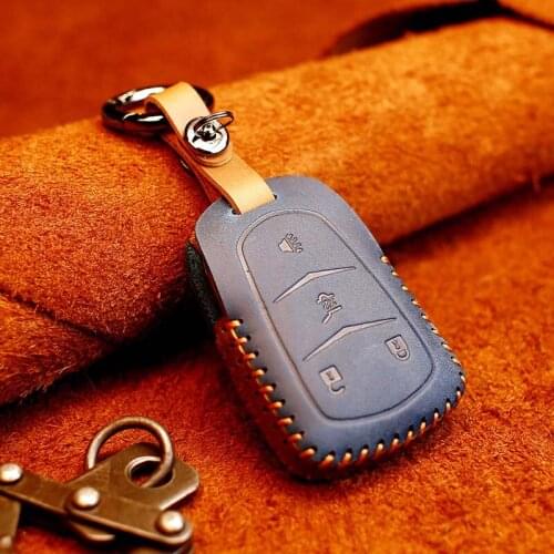 Leather Car Key Case For Cadillac ATS-LSRX XTS CTS XT5 CT6 Remote Keyless CoverKeychain