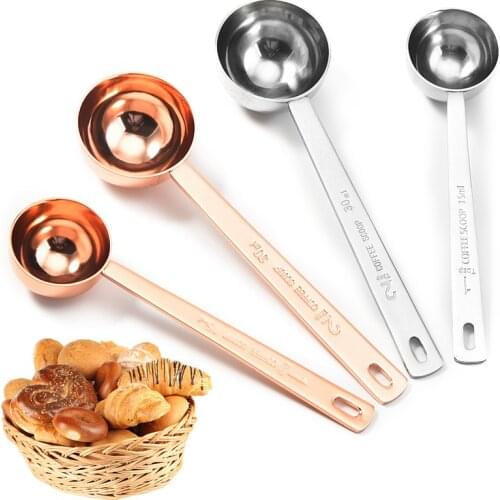 15ml 30ml Coffee Scoop Stainless Steel Measuring Spoon Silver Gold Coffee Spoon Milk Powder Measure Scoop Tea Coffee Accessories