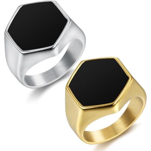 Punk And Rock Ring For Men Viking Triangle Stainless Steel Black Enamel Expocy Fashion Jewelry Wholesale Male Wedding Anel