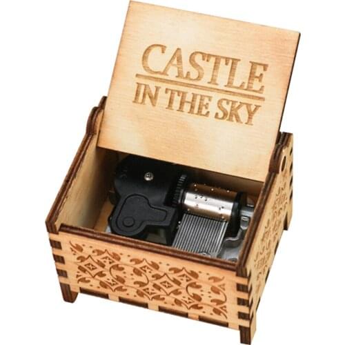 Castle in The Sky Music Box 18 Note Windup Clockwork Mechanism Engraved Wood Music Box for Kids,Play Carrying You