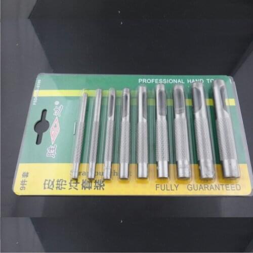 9pcs belt hole punch set dedicated tool belt steel punch leather belt openings kit leather hole saw