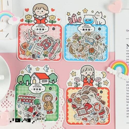 40Sheets/Set Sticker Set Diy Cute Stickers Ins Style Scrapbooking School Suppliers Stationery Presented