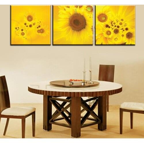 3 Piece Sunflower Wall Painting Modern Painting Abstract Large Flowers Wall Art Picture Paint on Canvas Home Decor Unframed