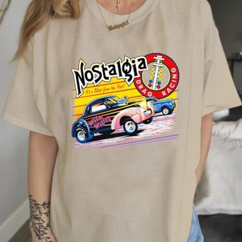 Nostaigia Car Graphic Tee Cotton Cool Grunge 70S Vintage Unisex Women T-Shirt Harajuku Punk Style Hipster Clothing