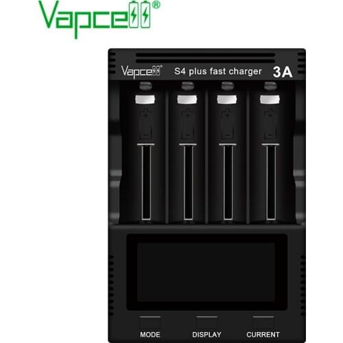 New upgrade version Vapcell S4 plus fast charger 3A 4 slot total 12a discharger/capacity test/repiar for li ion battery charger