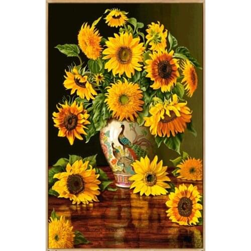 Sunflower cross stitch small full set of embroidery simple modern restaurant flower 5d masonry cross stitch diamond embroidery