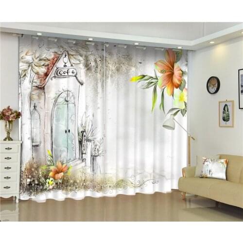Curtains print Luxury Blackout 3D Window Curtains For Living Room Bedroom Customized size Rideaux Cortinas Drapes beautiful hut