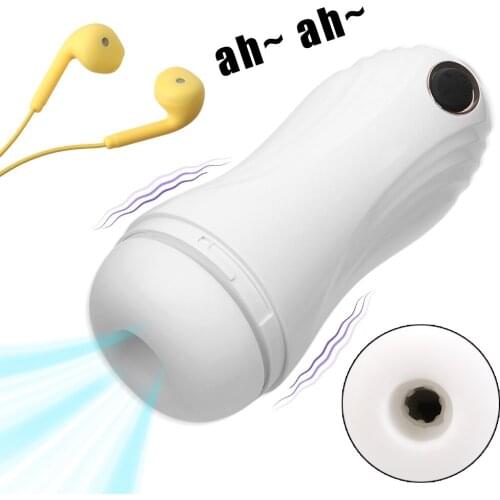 Sex Toys For Men Vagina Real Pussy With Earphone Penis Sucking Stimulator Male Masturbation Cup Erotic 10+6+1 Modes Vibrator