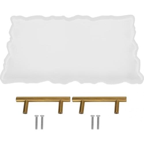 Silicone Fruit Tray Tea Tray Mold Irregular Coasters Art DIY Mould with Handle Silicone Mold Resin Glue Set Tray Coaster DIY Mat